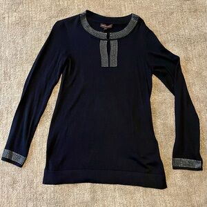 Dana Buchanan Top Woman’s Long Medium Embellished Top And Sleeve Black